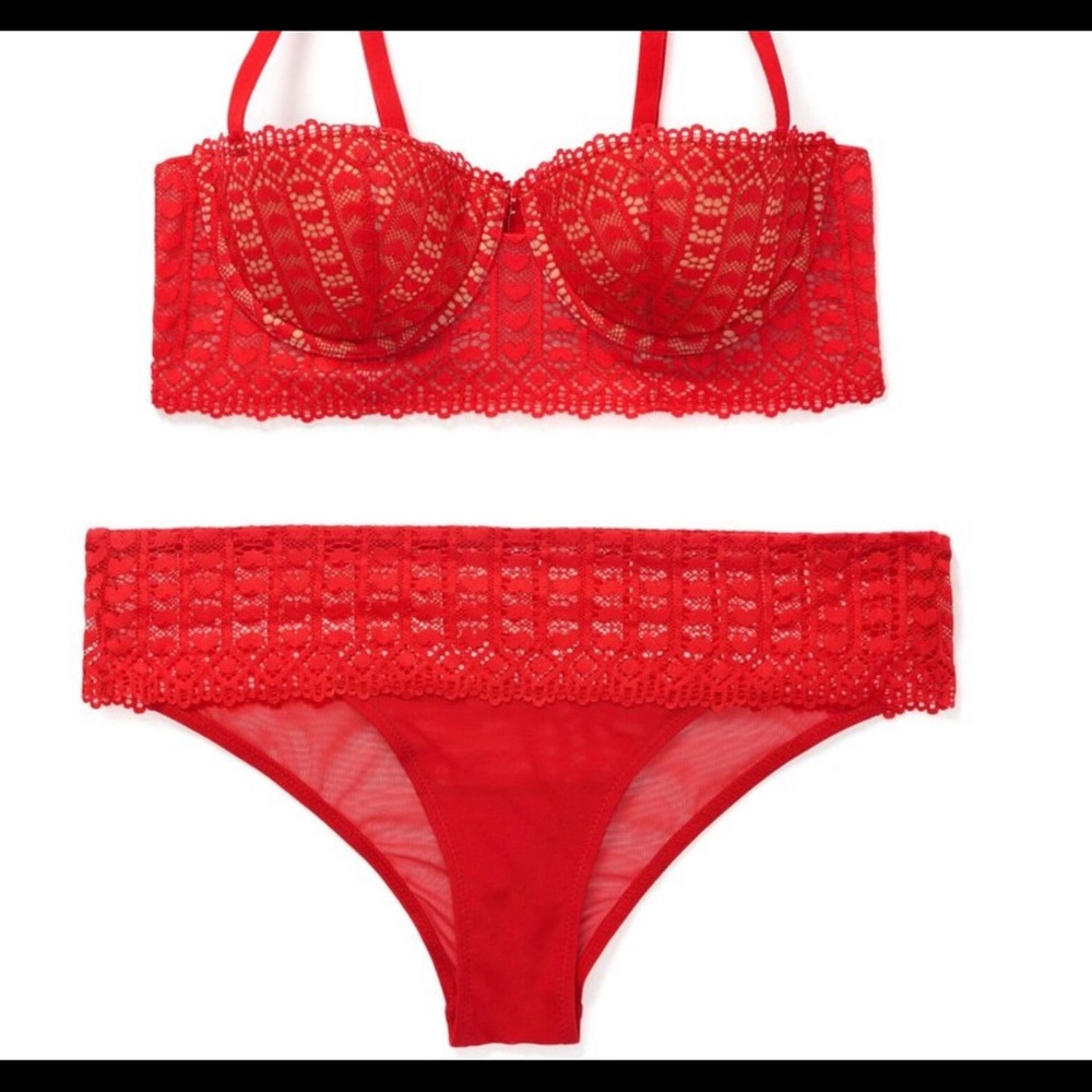Adore Me Nymphadora Plus Bra and Panties Set. Red or Black